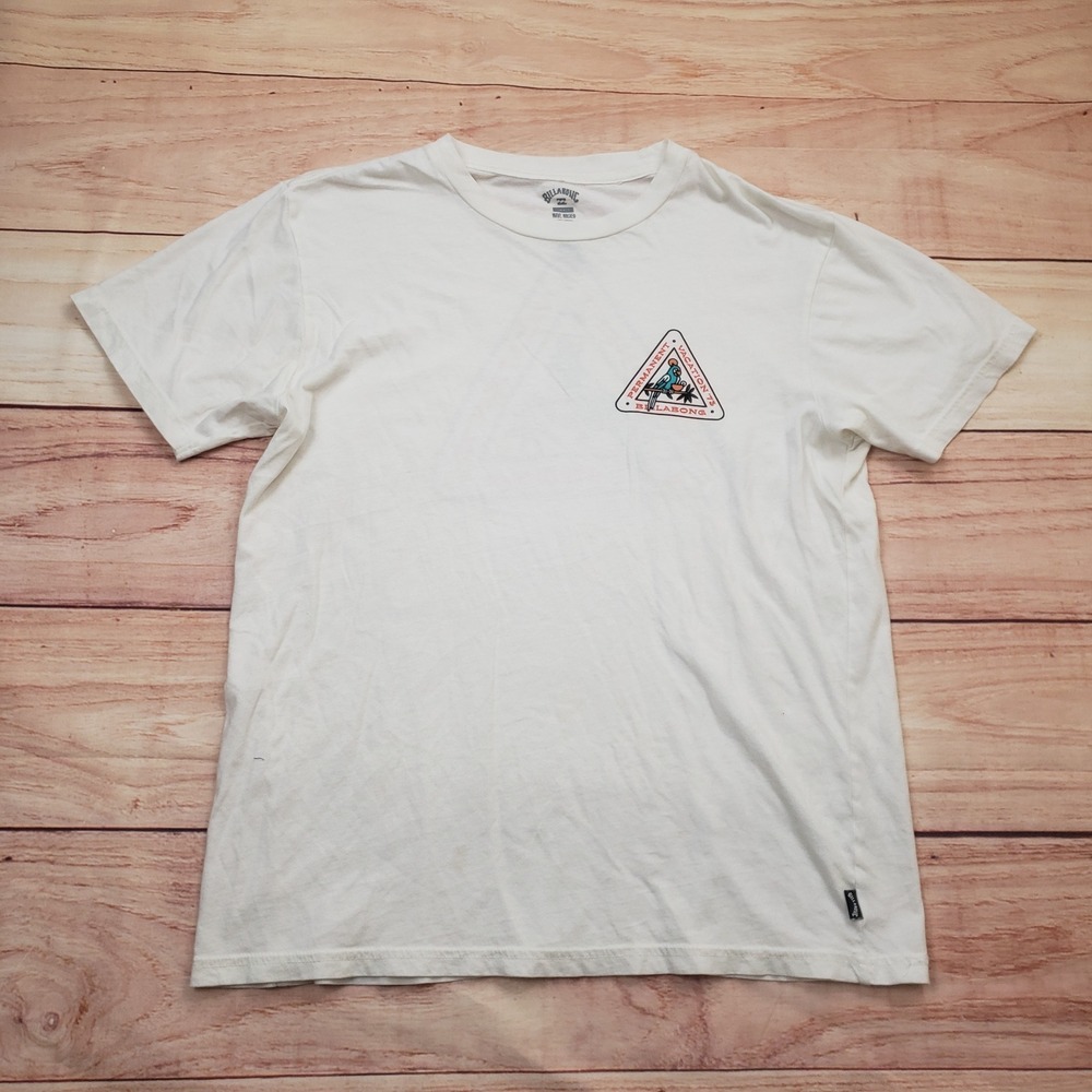 Billabong Shirt Mens Small White Permanent Vacation 73 Parrot T-Shirt Surfing